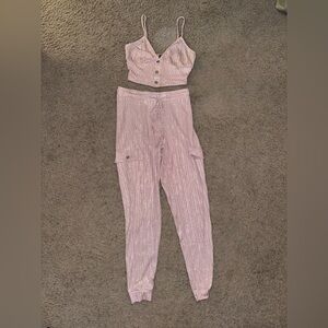 Pink Shimmer Sparkle Two Piece Lounge Set